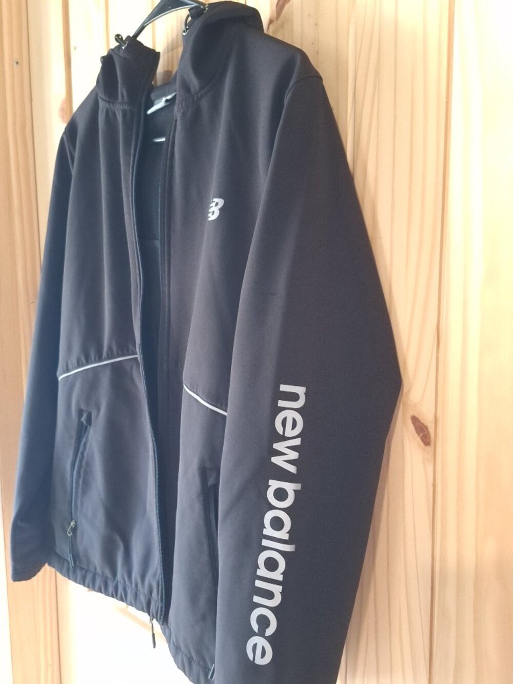 New Balance Soft Shell Jacket Women's Large Black Full Zip Hooded Performance Ja